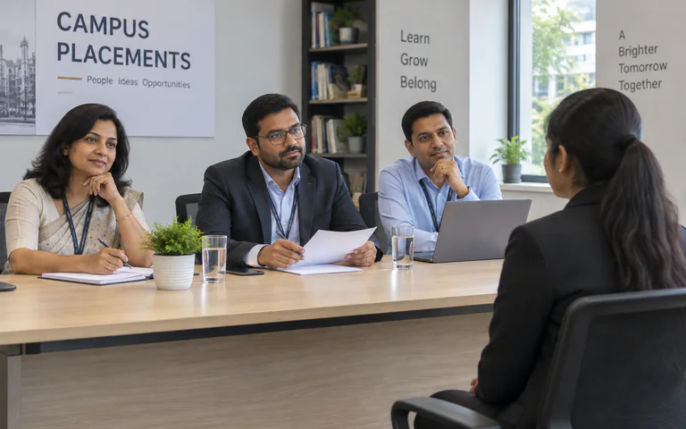 The campus placement panel: three interviewers, one chair